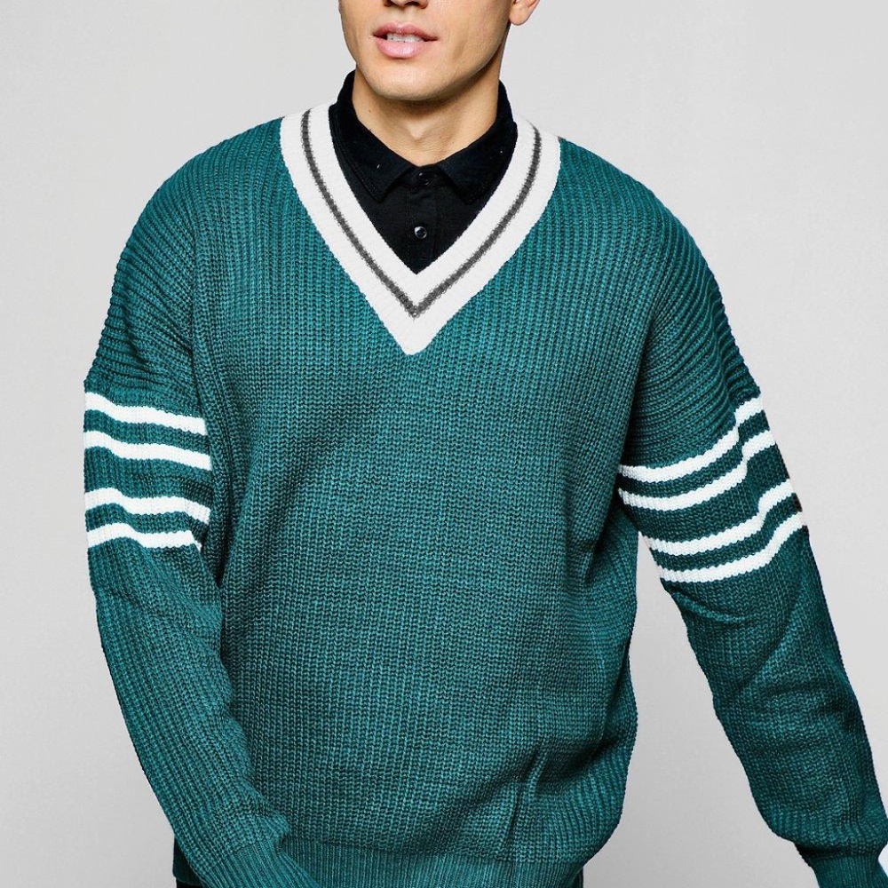 Oversized V Neck Knitted (BooHoo)